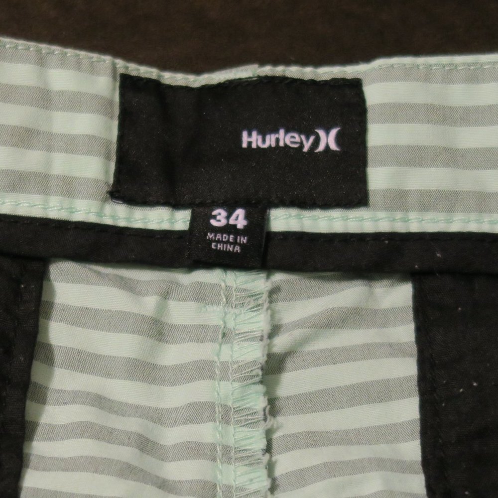 Hurley Mint Green and Grey Striped Mens Shorts Size 34 - Picture 4 of 5